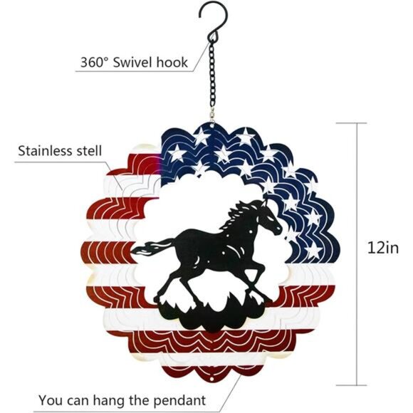 Horse Metal Wind Spinners - Ideal Horse Gifts for Men Women - Picture 6 of 7